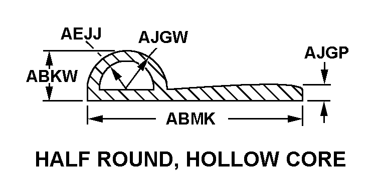 HALF ROUND, HOLLOW CORE style nsn 9390-01-064-1678