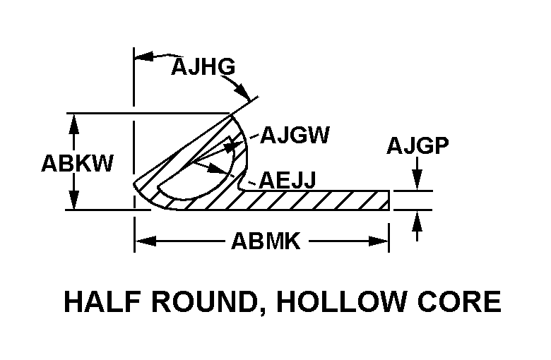 HALF ROUND, HOLLOW CORE style nsn 9390-01-064-1678