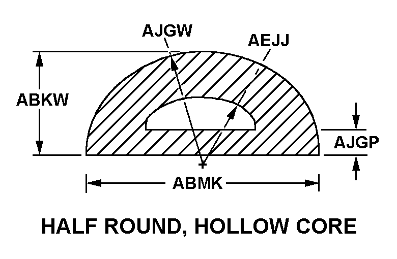 HALF ROUND, HOLLOW CORE style nsn 9390-01-064-1678