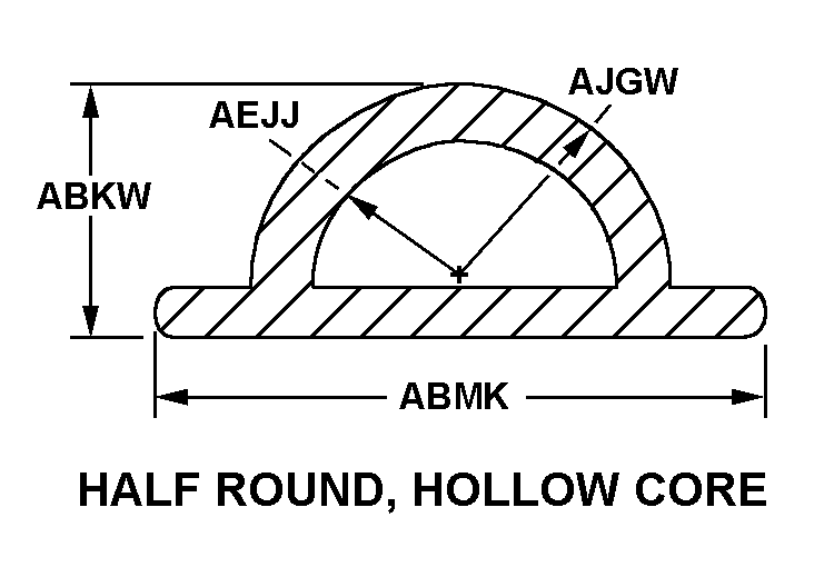 HALF ROUND, HOLLOW CORE style nsn 9390-01-064-1678