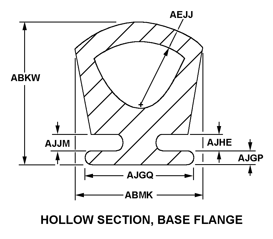 HOLLOW SECTION, BASE FLANGE style nsn 9390-00-081-6269