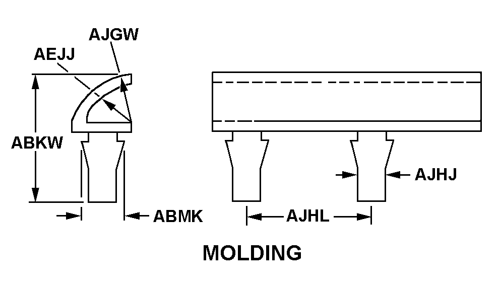 MOLDING style nsn 9390-00-286-5618