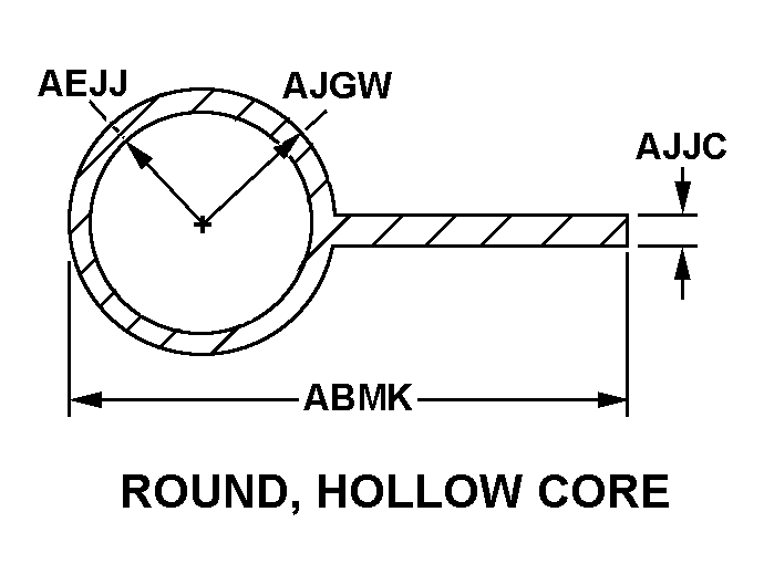 ROUND, HOLLOW CORE style nsn 9390-00-250-8702