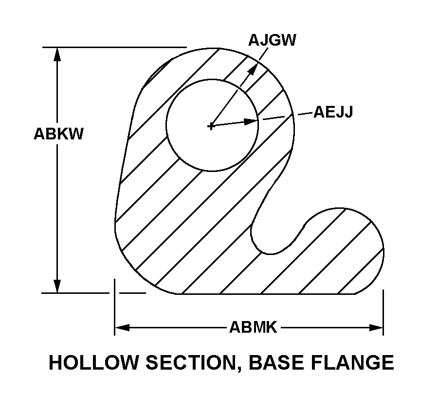 HOLLOW SECTION, BASE FLANGE style nsn 9390-00-202-2078