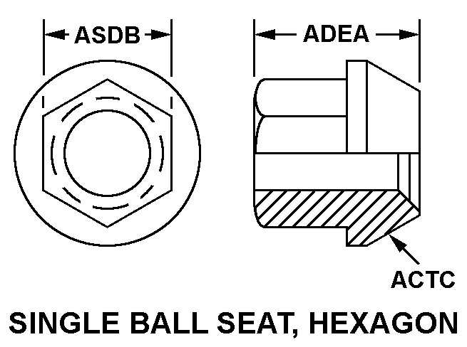 SINGLE BALL SEAT, HEXAGON style nsn 5310-00-001-2013
