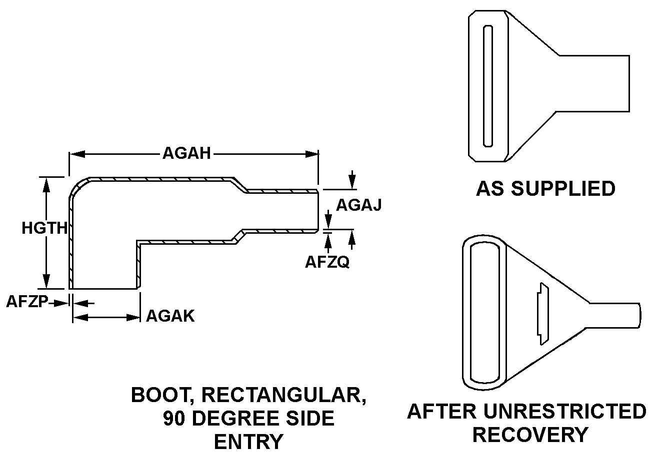 BOOT, RECTANGULAR, 90 DEGREE SIDE ENTRY style nsn 5970-01-444-2762