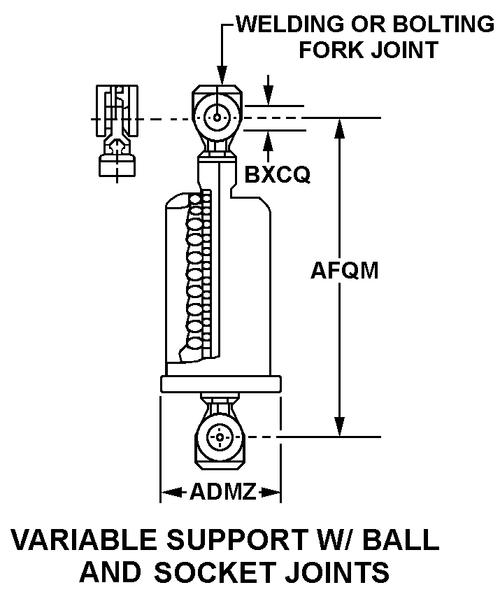 VARIABLE SUPPORT W/BALL AND SOCKET JOINTS style nsn 5340-01-502-8527