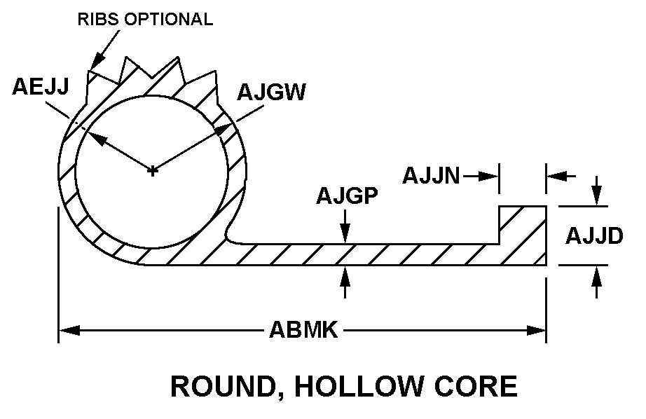 ROUND, HOLLOW CORE style nsn 9390-00-027-3340
