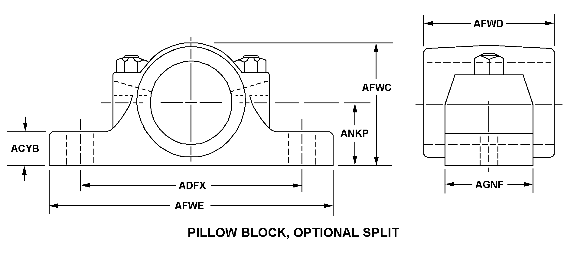 PILLOW BLOCK, OPTIONAL SPLIT style nsn 3130-01-218-7620