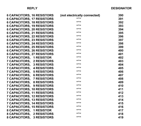 7 CAPACITORS, 4 RESISTORS style nsn 5915-01-129-4605