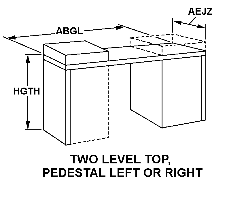 TWO LEVEL TOP, PEDESTAL LEFT OR RIGHT style nsn 7110-00-080-8300