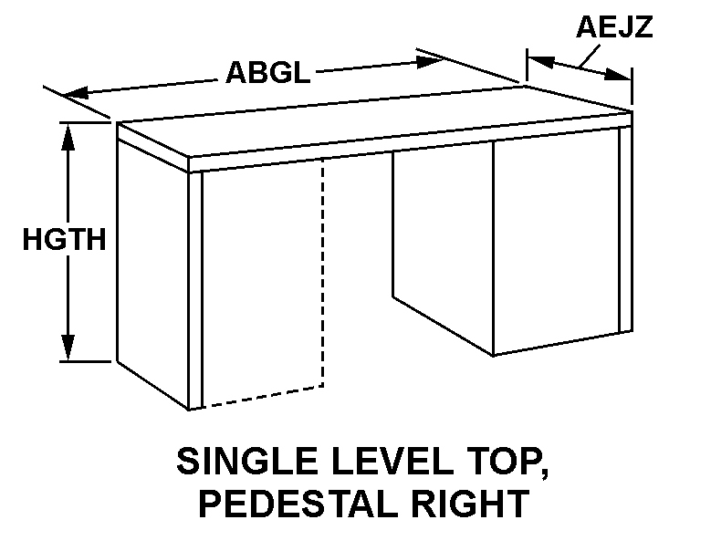 SINGLE LEVEL TOP, PEDESTAL RIGHT style nsn 7110-00-266-7063