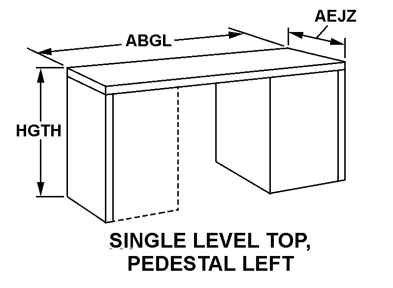 SINGLE LEVEL TOP, PEDESTAL LEFT style nsn 7110-01-110-7601