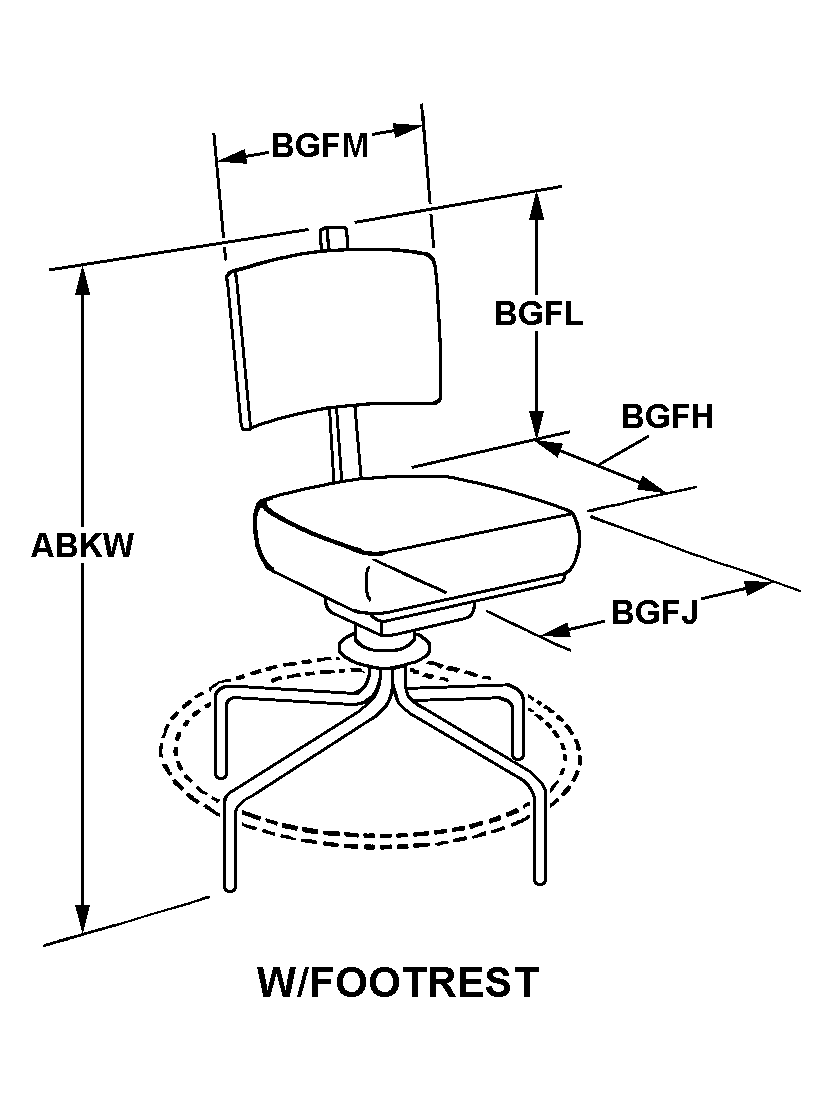 W/FOOTREST style nsn 7110-00-281-4469