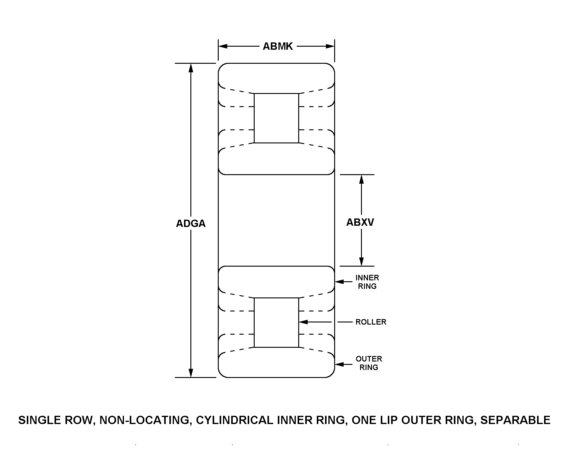 SINGLE ROW, NON-LOCATING, CYLINDRICAL INNER RING, ONE LIP OUTER RING, SEPARABLE style nsn 3110-01-642-9313