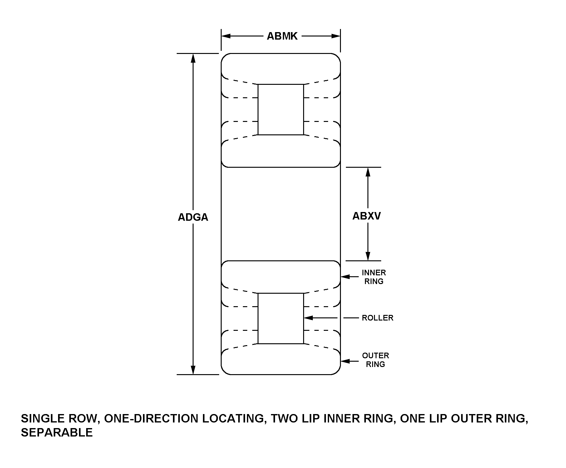 SINGLE ROW, ONE-DIRECTION LOCATING, TWO LIP INNER RING, ONE LIP OUTER RING, SEPARABLE style nsn 3110-01-347-5093