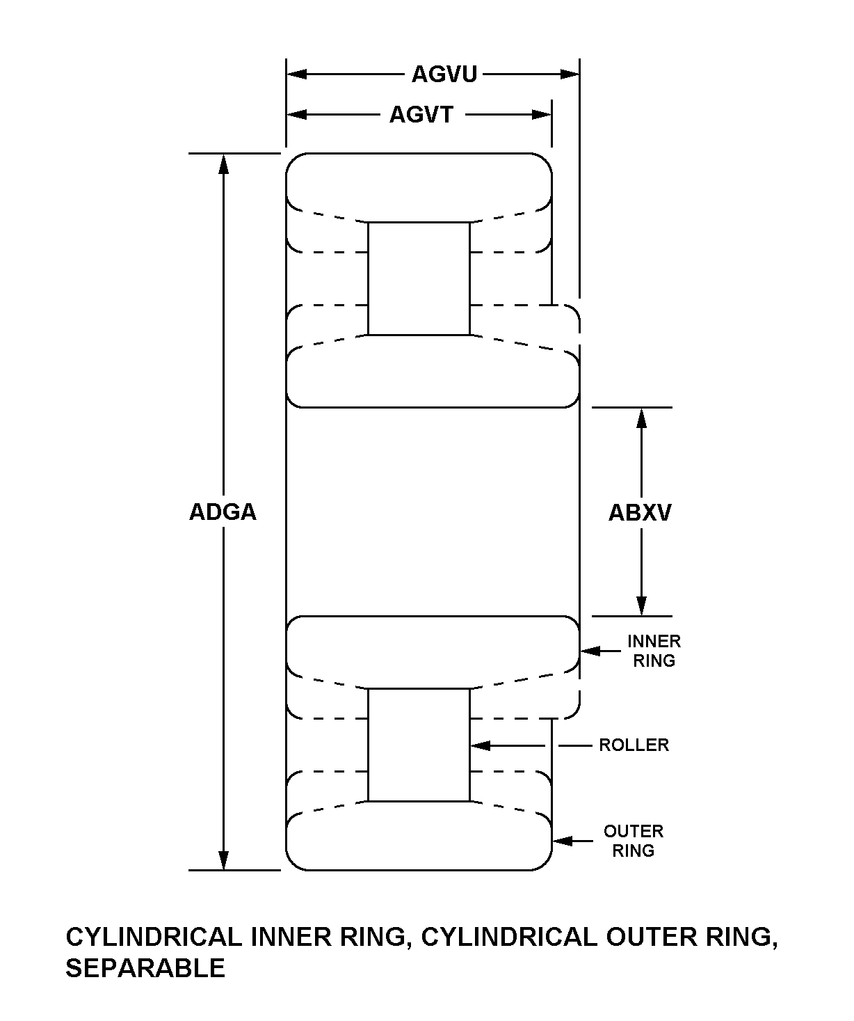 CYLINDRICAL INNER RING, CYLINDRICAL OUTER RING, SEPARABLE style nsn 3110-00-426-7942