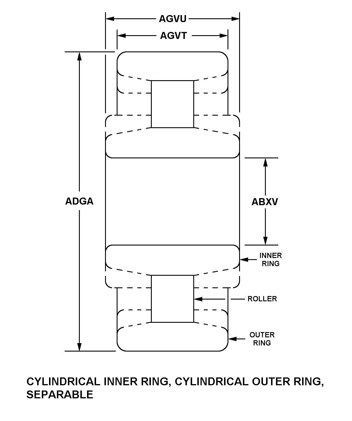 CYLINDRICAL INNER RING, CYLINDRICAL OUTER RING, SEPARABLE style nsn 3110-00-426-7942