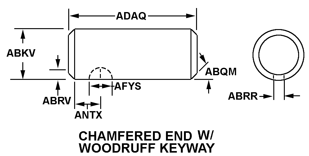 CHAMFERED END W/WOODRUFF KEYWAY style nsn 4310-00-277-3455