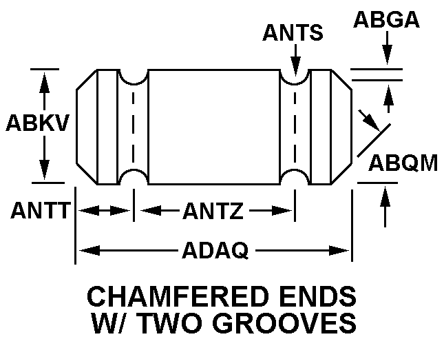 CHAMFERED ENDS W/TWO GROOVES style nsn 4310-00-580-4532