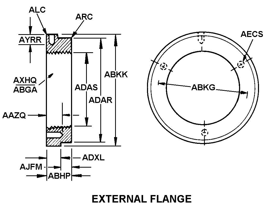 EXTERNAL FLANGE style nsn 4320-01-210-8796