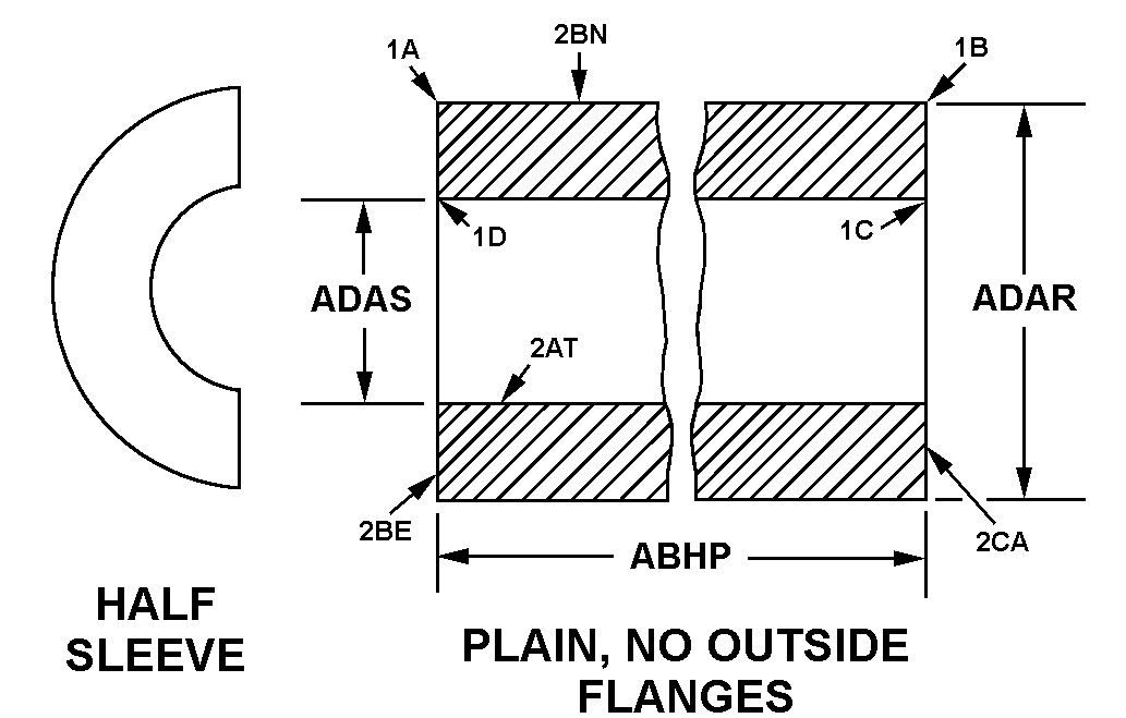 HALF SLEEVE, PLAIN, NO OUTSIDE FLANGES, INTERNAL FLANGE ONE END style nsn 3120-01-632-5451