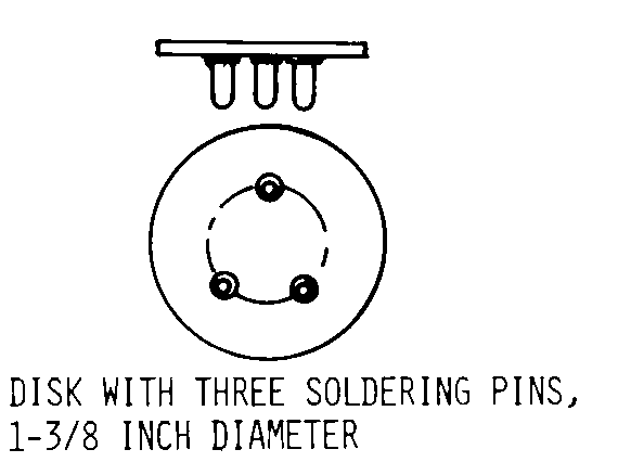 DISK WITH THREE SOLDERING PINS,1-3/8 INCH DIAMETER style nsn 6240-01-016-6097