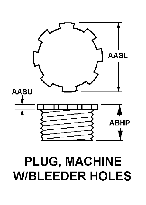 PLUG, MACHINE W/BLEEDER HOLES style nsn 5365-00-200-0580
