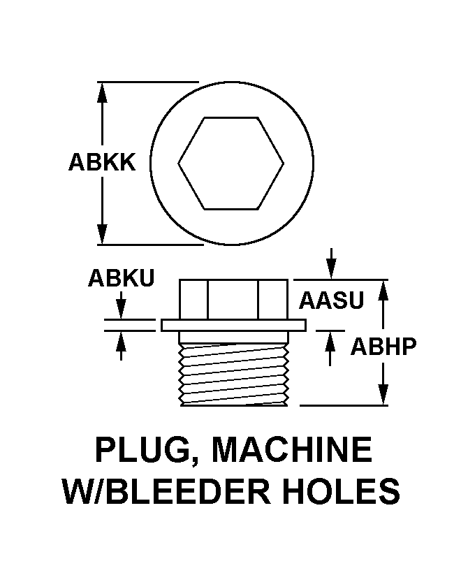 PLUG, MACHINE W/BLEEDER HOLES style nsn 5365-00-978-1584