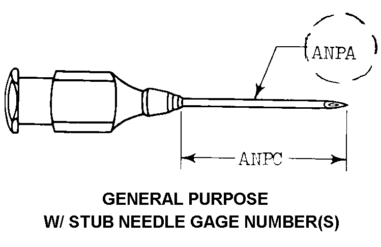 GENERAL PURPOSE W/STUB NEEDLE GAGE NUMBER(S) style nsn 6515-00-293-9179