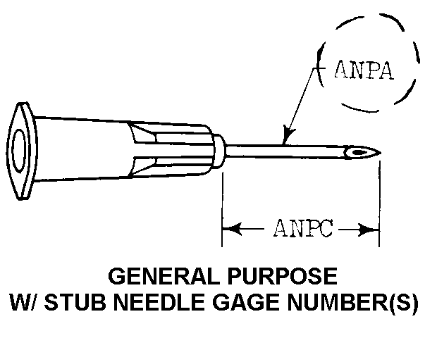 GENERAL PURPOSE W/ STUB NEEDLE GAGE NUMBER(S) style nsn 6515-01-224-1286