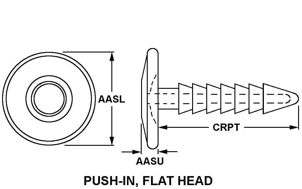 PUSH-IN, FLAT HEAD style nsn 5325-01-337-1049