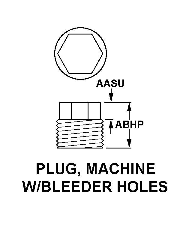 PLUG, MACHINE W/BLEEDER HOLES style nsn 5365-00-007-6020