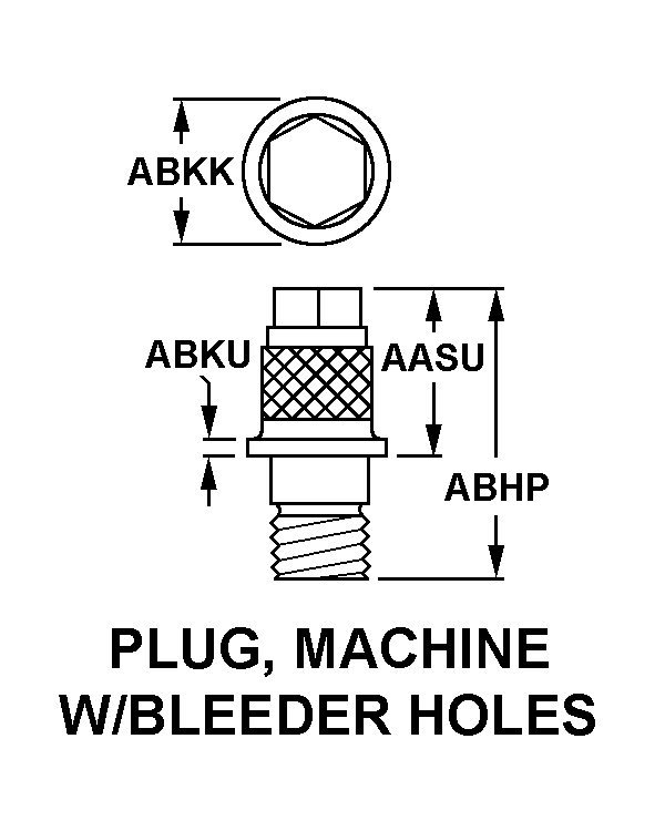 PLUG, MACHINE W/BLEEDER HOLES style nsn 5365-00-001-1292