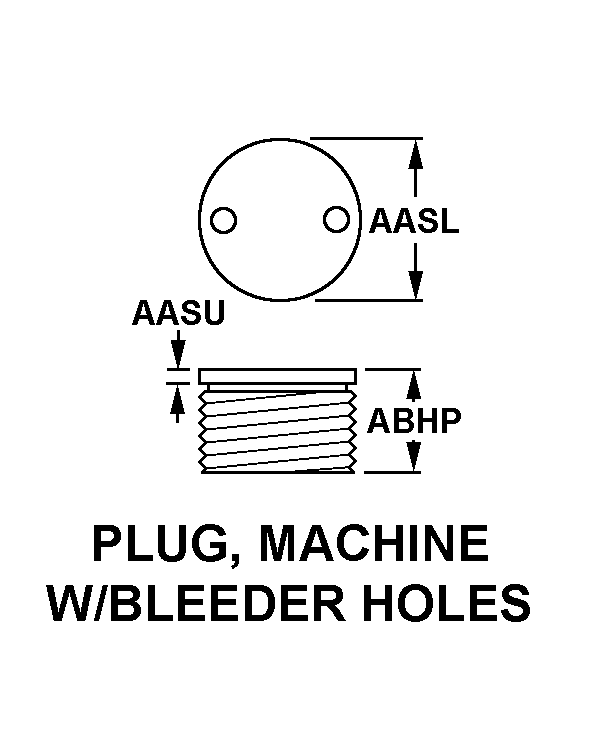 PLUG, MACHINE W/BLEEDER HOLES style nsn 5365-00-150-2544