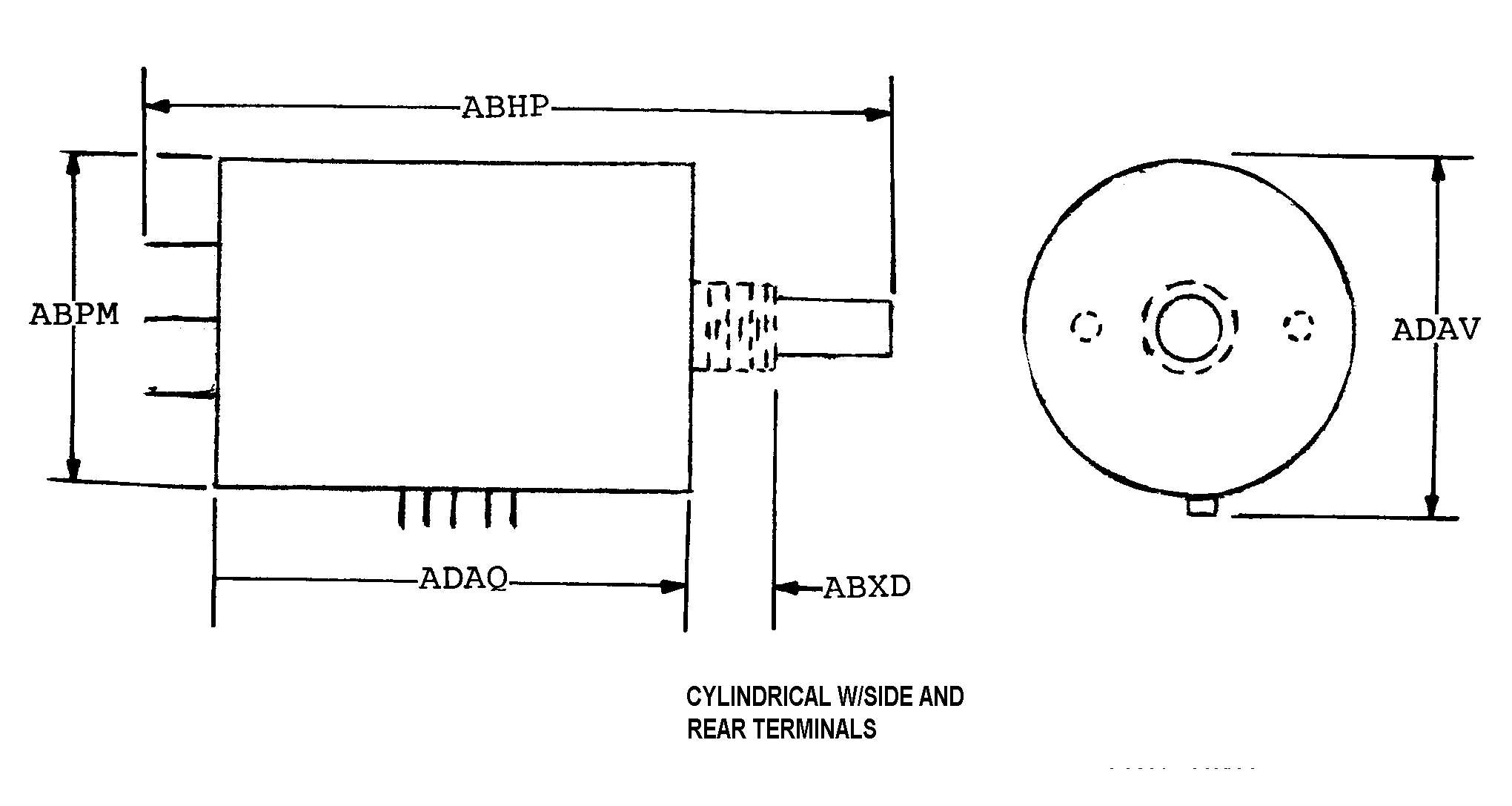 CYLINDRICAL W/SIDE AND REAR TERMINALS style nsn 5985-01-121-0042