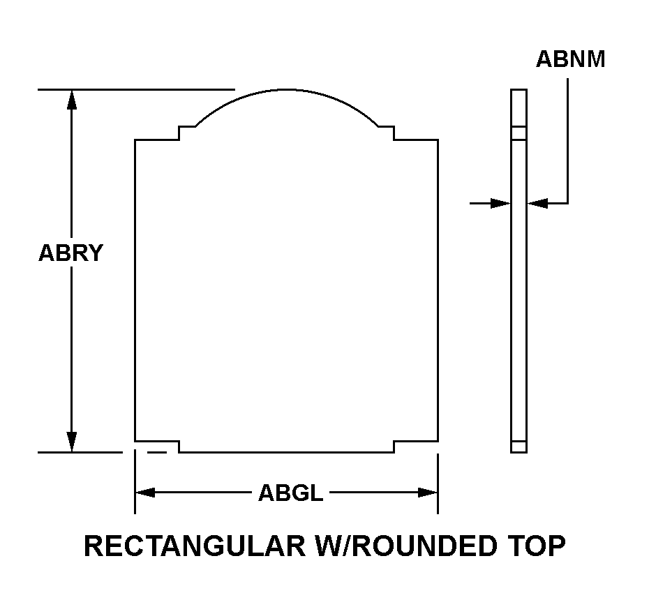 RECTANGULAR W/ROUNDED TOP style nsn 9905-00-004-4621