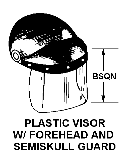 PLASTIC VISOR WITH FOREHEAD AND SEMISKULL GUARD style nsn 8415-01-514-8856