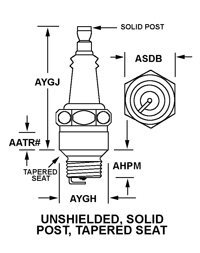 UNSHIELDED, SOLID POST, TAPERED SEAT style nsn 2920-00-403-3042