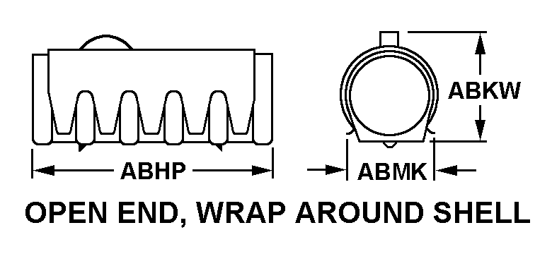 OPEN END, WRAP AROUND SHELL style nsn 5960-00-504-8574