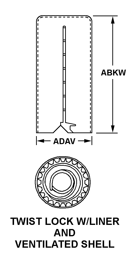 TWIST LOCK W/LINER AND VENTILATED SHELL style nsn 5960-00-810-6295