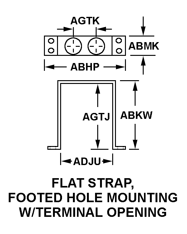 FLAT STRAP, FOOTED HOLE MOUNTING W/TERMINAL OPENING style nsn 5930-01-284-7327