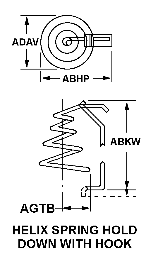 HELIX SPRING HOLD DOWN WITH HOOK style nsn 5960-00-273-2449
