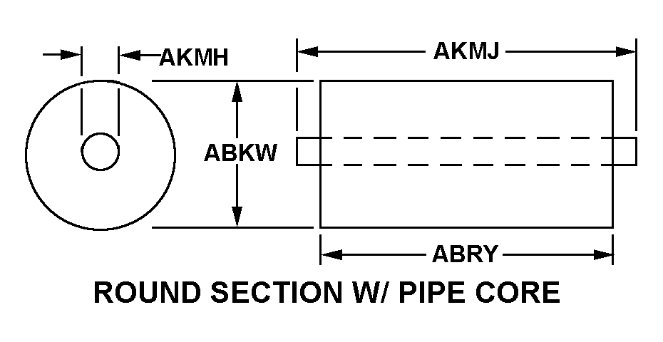 ROUND SECTION WITH PIPE CORE style nsn 5342-01-546-5013