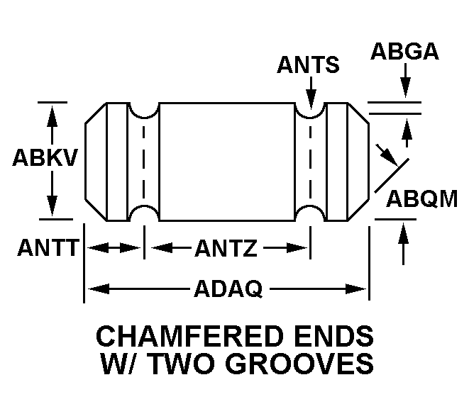 CHAMFERED ENDS W/TWO GROOVES style nsn 4310-00-580-4532