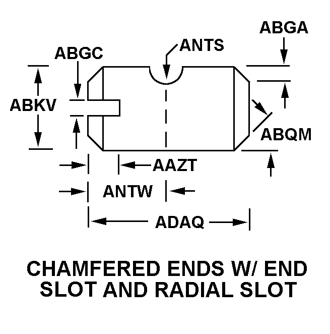 CHAMFERED ENDS W/END SLOT AND RADIAL SLOT style nsn 4310-00-374-3058