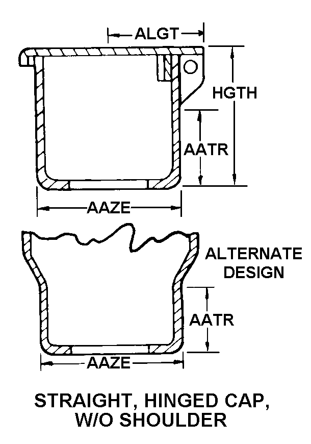 STRAIGHT HINGED CAP W/O SHOULDER style nsn 4730-00-174-4511