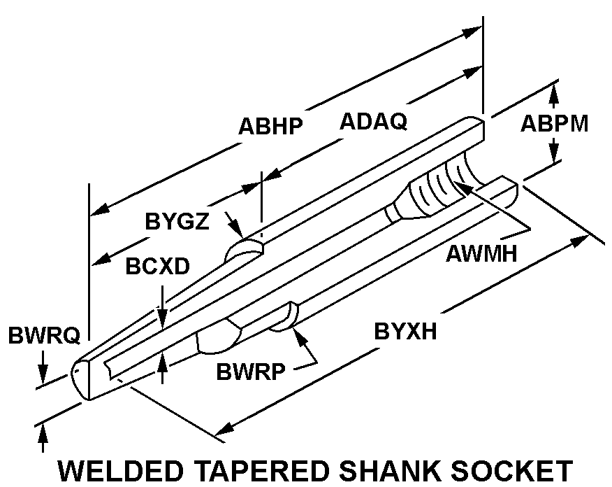 WELDED TAPERED SHANK SOCKET style nsn 6685-01-553-0320