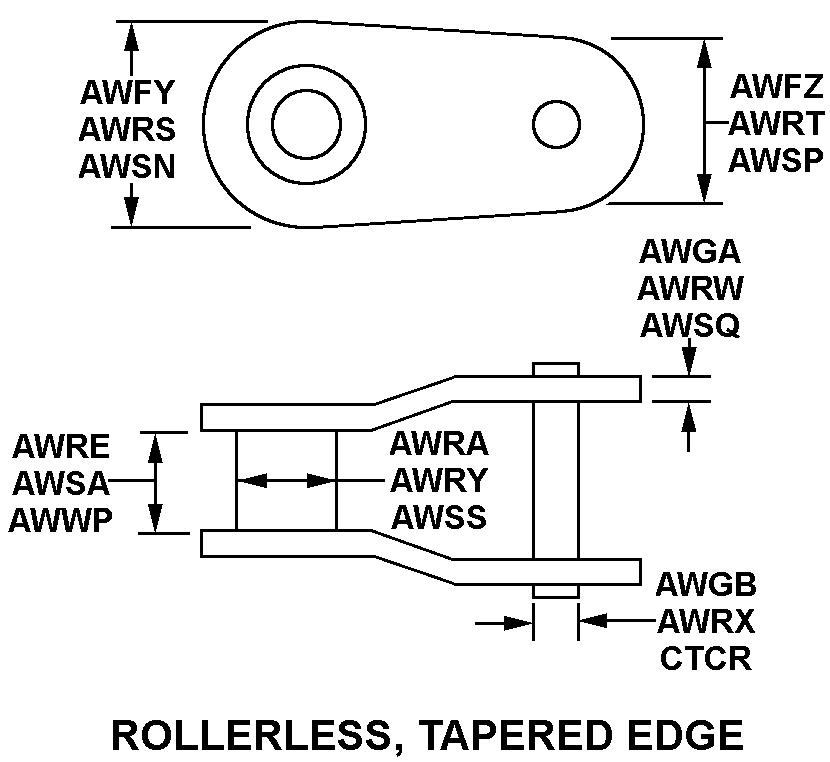 ROLLERLESS, TAPERED EDGE style nsn 3020-01-392-0368