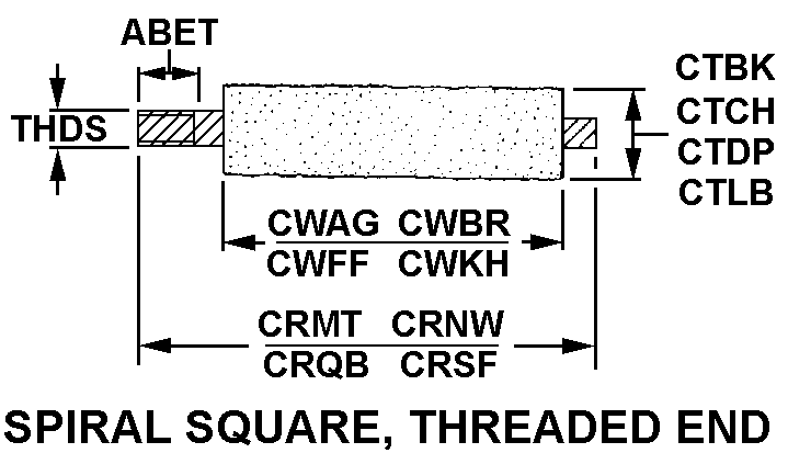 SPIRAL SQUARE, THREADED END style nsn 1005-00-350-4100